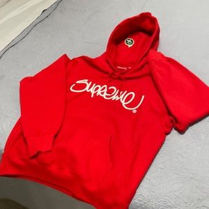 Supreme Raised Handstyle Hooded Sweatshirt (Red)